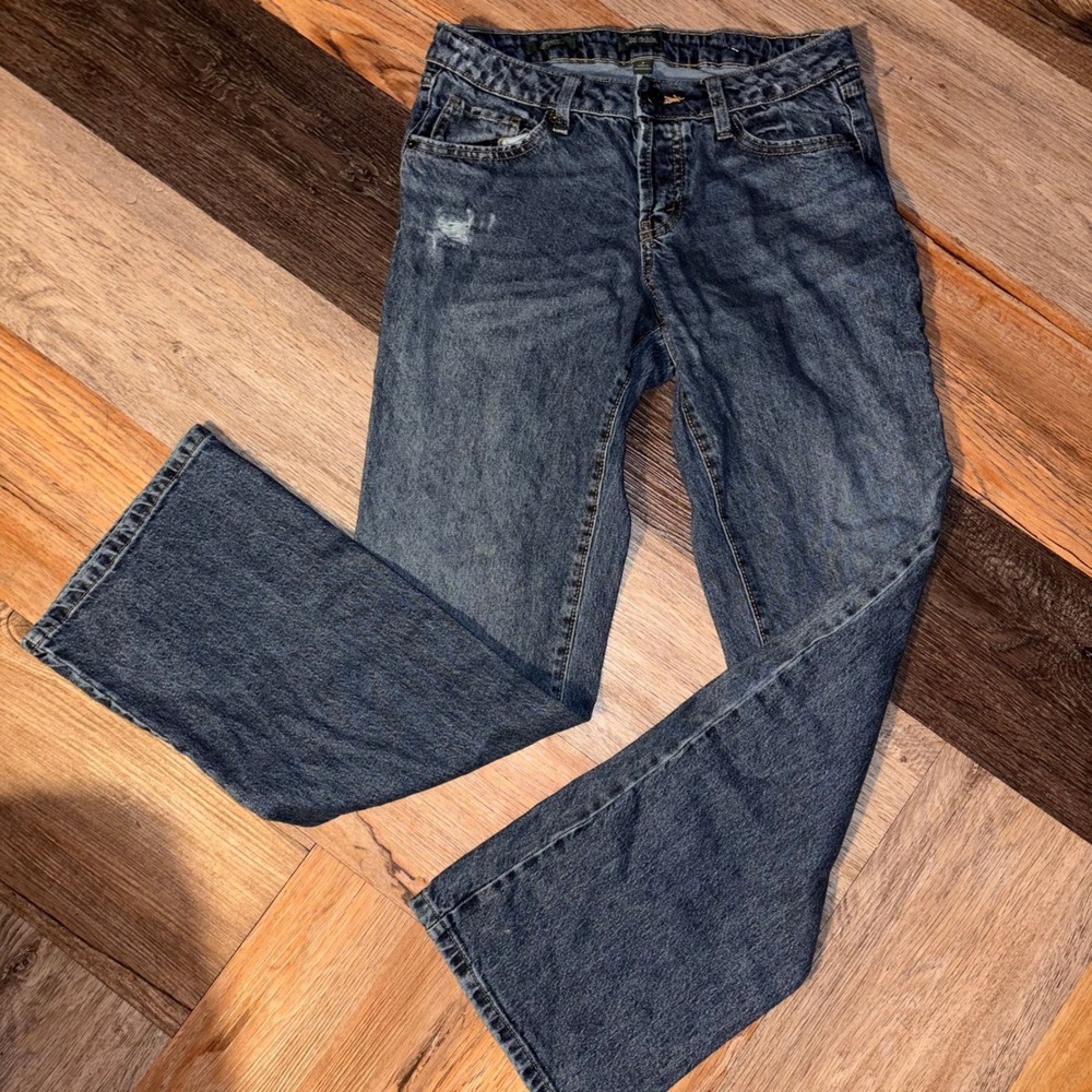 Wild Fable Womens Wide Leg Jeans Medium Wash Distressed Denim Size 6